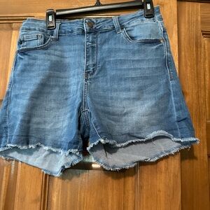 Judy Blue Jean Shorts Classic Blue Frayed Hem